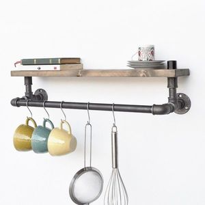 Nástenná polica Boru orech/čierna vyobraziť