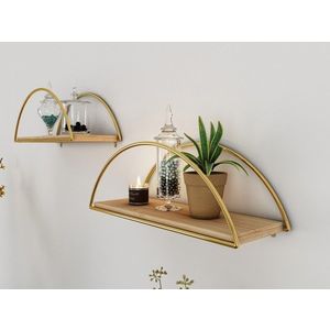 Nástenná polica Rafi I zlatá/hnedá vyobraziť