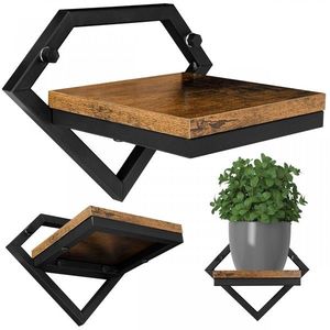 Nástěnná police Doron vintage hnědá/černá vyobraziť