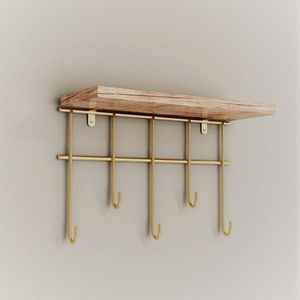 Nástěnná police RAFIL modřín/zlatá vyobraziť