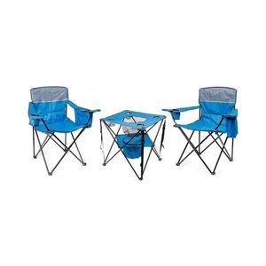 Skladací kempingový stôl + 2x stolička modrá PCS033 vyobraziť