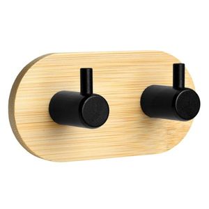 Nástenný držiak na uteráky KENDAR 2 bambus/čierna vyobraziť