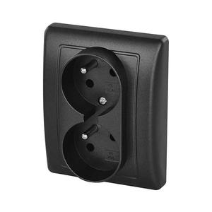 Dvojitá zásuvka domová 250V/16A antracit A6001.3 vyobraziť