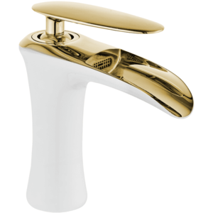 Nízka umývadlová batéria MEXEN LYRA biela/zlatá vyobraziť