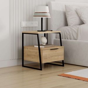 Noční stolek Houseland Pal dub přírodní/černý vyobraziť