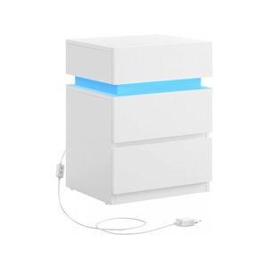 Noční stolek s LED osvetlením Defro biely vyobraziť