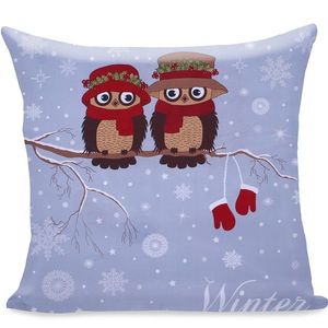 Obliečka na vankúš DecoKing Winter Owl 80x80 modrá vyobraziť