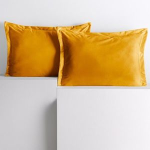 Obliečky na vankúše AmeliaHome Velvet Side Si horčicové vyobraziť