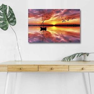 Obraz s LED osvetlením LODIČKA PRI ZÁPADE SLNKA 43 45 x 70 cm vyobraziť