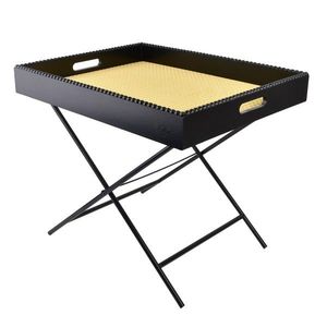 Odkládací stolek Lammy s odnímatelným podnosem černý/hnědý vyobraziť