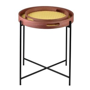 Odkládací stolek s 2 ks táců LAMMY černý/hnědý vyobraziť