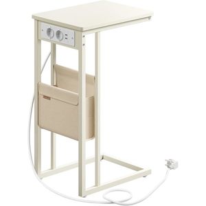 Odkládací stolek Vasagle Pama se zásuvkou a USB porty krémový vyobraziť