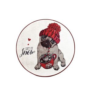 Okrúhly koberec Let It Snow 100 cm hnedý/červený vyobraziť