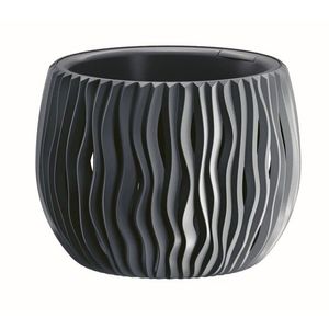 Okrúhly kvetináč s vkladom- Sandy tmavosivý vyobraziť