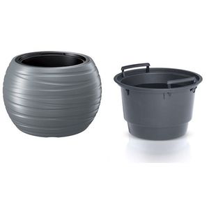 Okrúhly kvetináč s vložkou MAXE sivý kameň vyobraziť