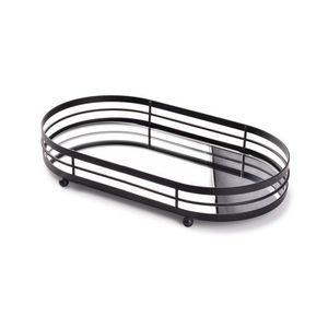 Oválny dekoratívny podnos CEDRIC 33 cm so zrkadlom čierny vyobraziť