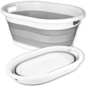 Oválný skládací koš na prádlo AIDA 25 l bílo-šedý vyobraziť