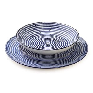 Porcelánová sada 18 ks talířů STRIPES BLUE modrá vyobraziť