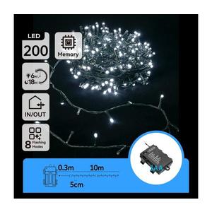 B.V. - LED Vonkajšia vianočná reťaz 200xLED/8 funkcií 10, 3m IP44 studená biela B10303K2N vyobraziť