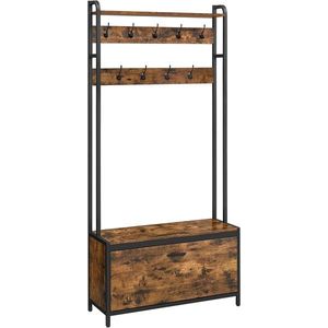 Předsíňový věšák s botníkem Vasagle Gregor hnědo-černý vyobraziť