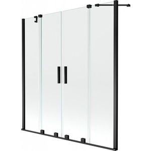 MEXEN/S - Velar Duo Dvojkrídlová posuvná vaňová zástena 160 x 150, transparent, čierna 896-160-000-02-70 vyobraziť