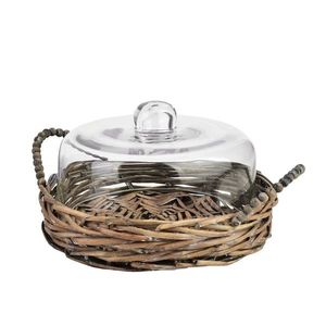 Proutěný podnos se skleněným víkem GUSTAV 23x15 cm šedý vyobraziť