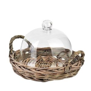 Proutěný podnos se skleněným víkem GUSTAV 24x19 cm šedý vyobraziť