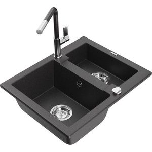 MEXEN/S MEXEN/S - Carlos granitový drez 1.5 vrátane batérie Flora, čierna kropenatá 6518-76-670401-08 vyobraziť