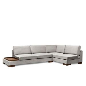 Rohová pohovka Tulip s odkladacím stolíkom a taburetom svetlo šedá pravá vyobraziť