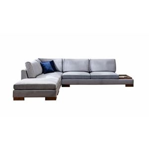 Rohová pohovka Tulip s odkladacím stolíkom a taburetom tmavo šedá ľavá vyobraziť