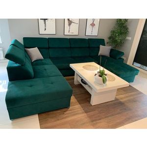 Rohová rozkládací pohovka s lenoškou Focus tmavě zelená pravá vyobraziť