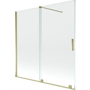 MEXEN/S - Velar Dvojkrídlová posuvná vaňová zástena 160 x 150, transparent, zlatá 896-160-000-01-50 vyobraziť