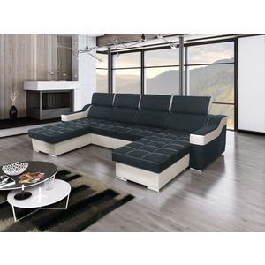 Rohová rozkladacia pohovka Caldo džínsovo modrá/biela vyobraziť