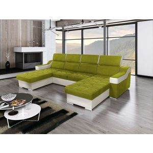 Rohová rozkladacia pohovka Caldo zelená/biela vyobraziť