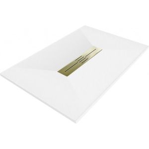 MEXEN/S - Toro obdĺžniková sprchová vanička SMC 100 x 80, biela, mriežka zlatá 43108010-G vyobraziť
