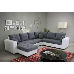 Rohová rozkladacia pohovka s leňoškou Gulliver sivá/biela vyobraziť