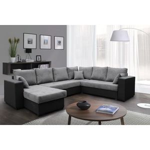 Rohová rozkladacia pohovka s leňoškou Gulliver sivá/čierna vyobraziť