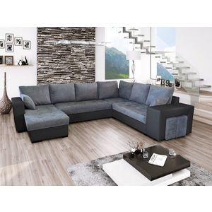 Rohová rozkladacia pohovka s leňoškou Laura sivá/čierna vyobraziť