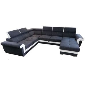 Rohová rozkladacia pohovka s leňoškou Luxor čierna/biela vyobraziť