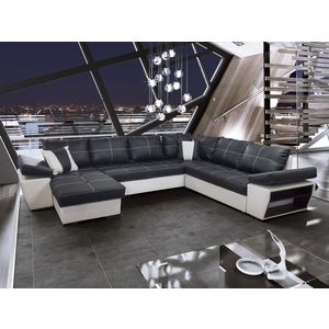 Rohová rozkladacia pohovka s leňoškou Tivoli čierna/biela vyobraziť