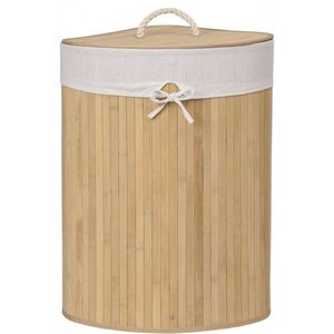 Rohový bambusový kôš na bielizeň s vekom 60L hnedý vyobraziť