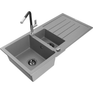 MEXEN/S MEXEN/S - Andres granitový drez s odkvapkávačom vrátane batérie Flora, šedá 6515-71-670401-07-B vyobraziť