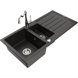 MEXEN/S MEXEN/S - Andres granitový drez s odkvapkávačom vrátane batérie Carla, čierna/zlatá metalik 6515-75-670700-00 vyobraziť