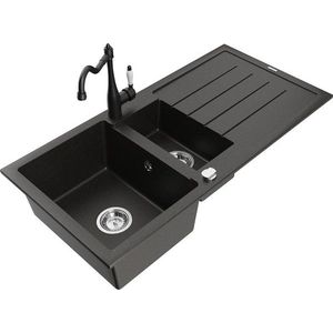 MEXEN/S MEXEN/S - Andres granitový drez s odkvapkávačom vrátane batérie Carla, čierna/zlatá 6515-75-670700-70 vyobraziť