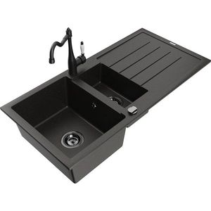 MEXEN/S MEXEN/S - Andres granitový drez s odkvapkávačom vrátane batérie Carla, čierna/zlatá 6515-75-670700-70-B vyobraziť