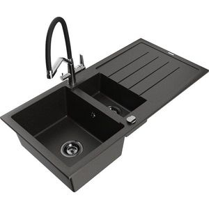 MEXEN/S MEXEN/S - Andres granitový drez s odkvapkávačom vrátane batérie Duo, čierna/zlatá metalik 6515-75-671701-07-B vyobraziť