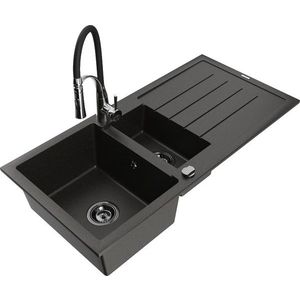 MEXEN/S MEXEN/S - Andres granitový drez s odkvapkávačom vrátane batérie Aster, čierna/zlatá metalik 6515-75-73450-07-B vyobraziť