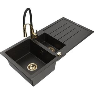 MEXEN/S MEXEN/S - Andres granitový drez s odkvapkávačom vrátane batérie Aster, čierna/zlatá metalik 6515-75-73450-57-G vyobraziť