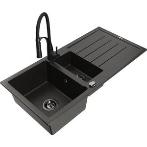 MEXEN/S MEXEN/S - Andres granitový drez s odkvapkávačom vrátane batérie Aster, čierna/zlatá metalik 6515-75-73450-70-B vyobraziť