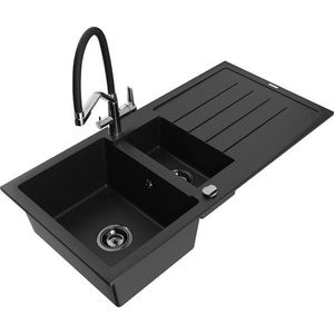 MEXEN/S MEXEN/S - Andres granitový drez s odkvapkávačom vrátane batérie Duo, čierna 6515-77-671701-07-B vyobraziť